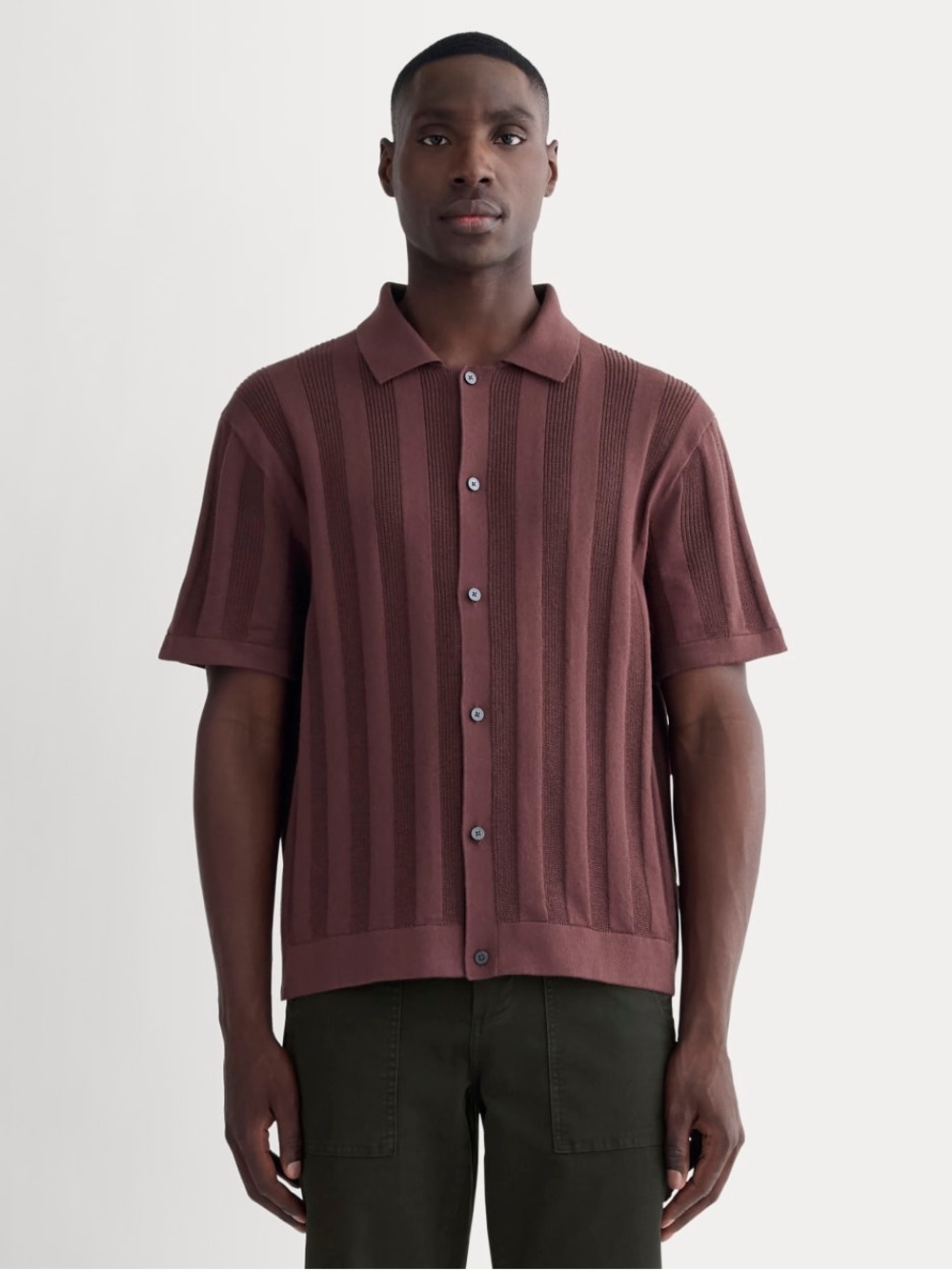 Everlane THE NO-SWEAT Button-Down Polo in Dark Mahogany NWOT